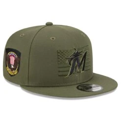 Men's Miami Marlins New Era Green 2023 Armed Forces Day 9FIFTY Snapback Adjustable Hat