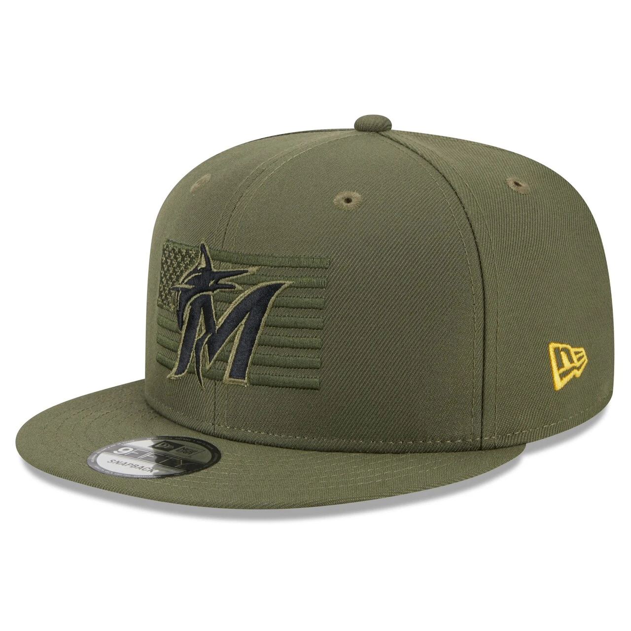 Men's Miami Marlins New Era Green 2023 Armed Forces Day 9FIFTY Snapback Adjustable Hat - Image 3