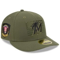 Men's Miami Marlins New Era Green 2023 Armed Forces Day Low Profile 59FIFTY Fitted Hat