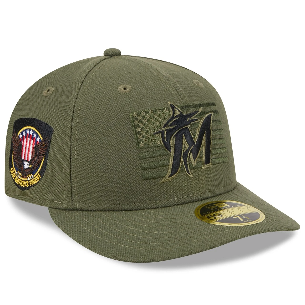 Men's Miami Marlins New Era Green 2023 Armed Forces Day Low Profile 59FIFTY Fitted Hat