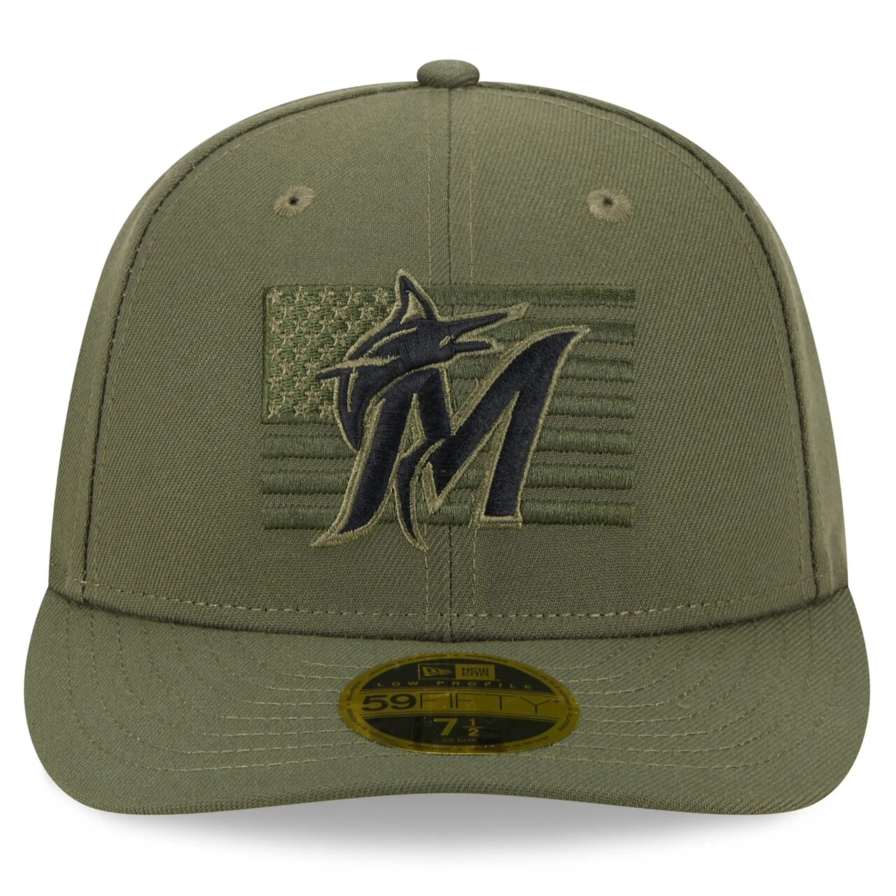Men's Miami Marlins New Era Green 2023 Armed Forces Day Low Profile 59FIFTY Fitted Hat - Image 2