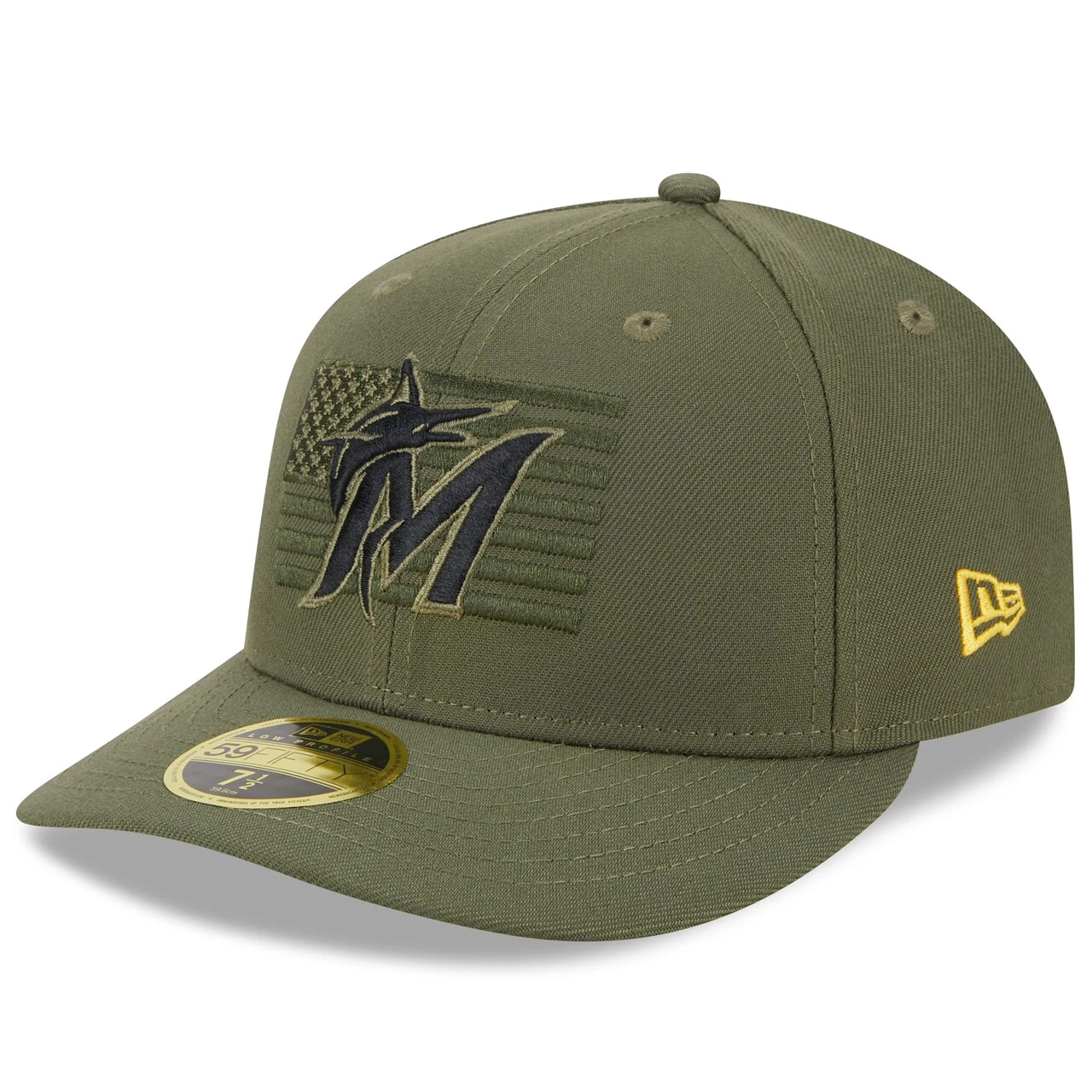 Men's Miami Marlins New Era Green 2023 Armed Forces Day Low Profile 59FIFTY Fitted Hat - Image 3