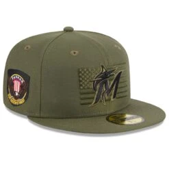 Men's Miami Marlins New Era Green 2023 Armed Forces Day On-Field 59FIFTY Fitted Hat