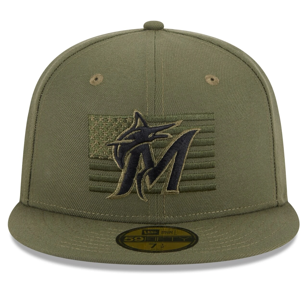 Men's Miami Marlins New Era Green 2023 Armed Forces Day On-Field 59FIFTY Fitted Hat - Image 2