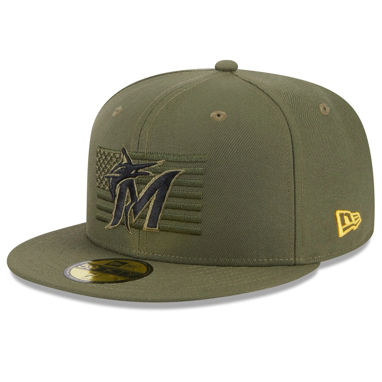 Men's Miami Marlins New Era Green 2023 Armed Forces Day On-Field 59FIFTY Fitted Hat - Image 3