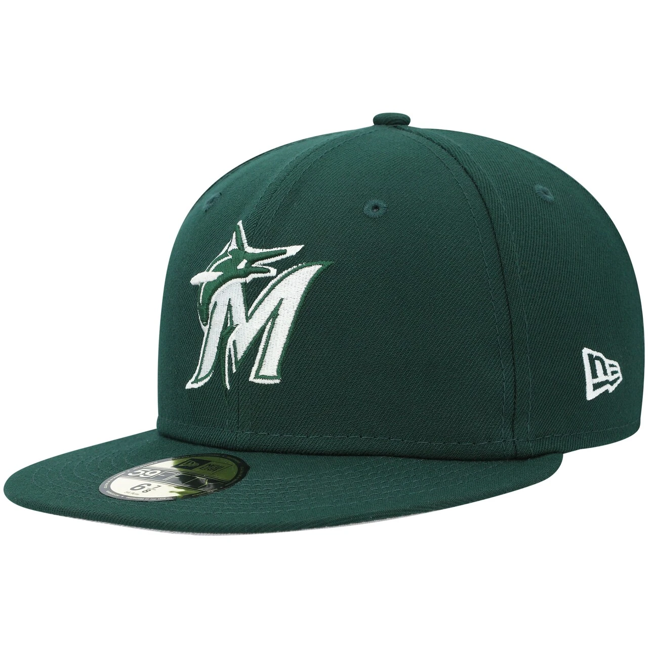 Men's Miami Marlins New Era Green White Logo 59FIFTY Fitted Hat