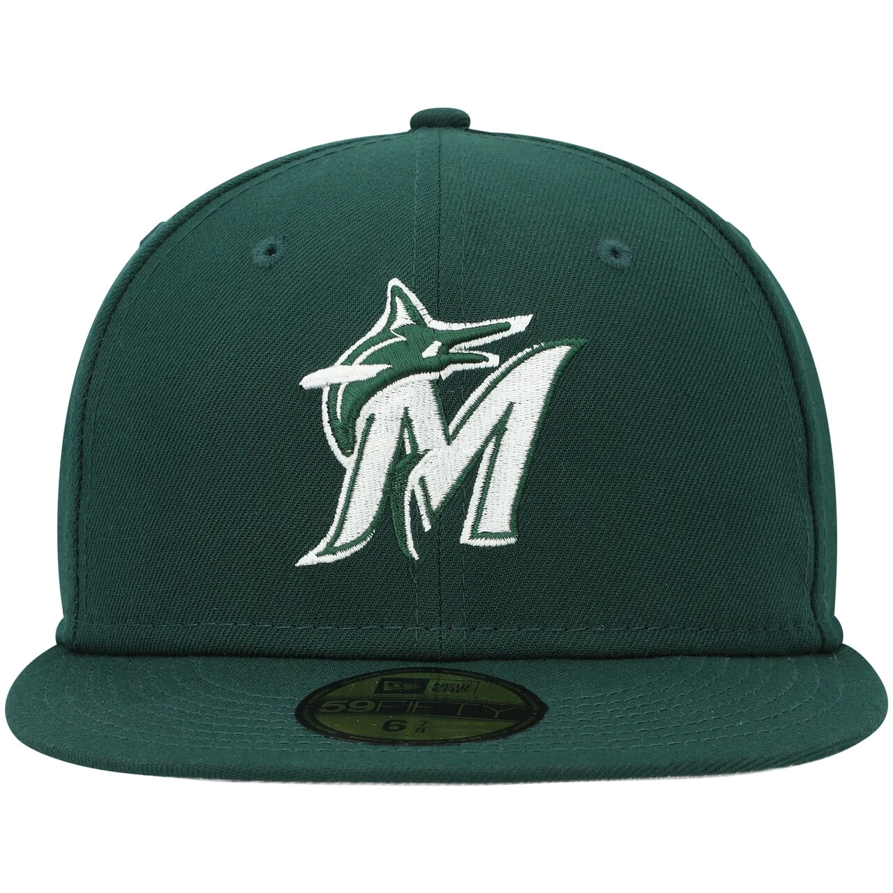 Men's Miami Marlins New Era Green White Logo 59FIFTY Fitted Hat - Image 2