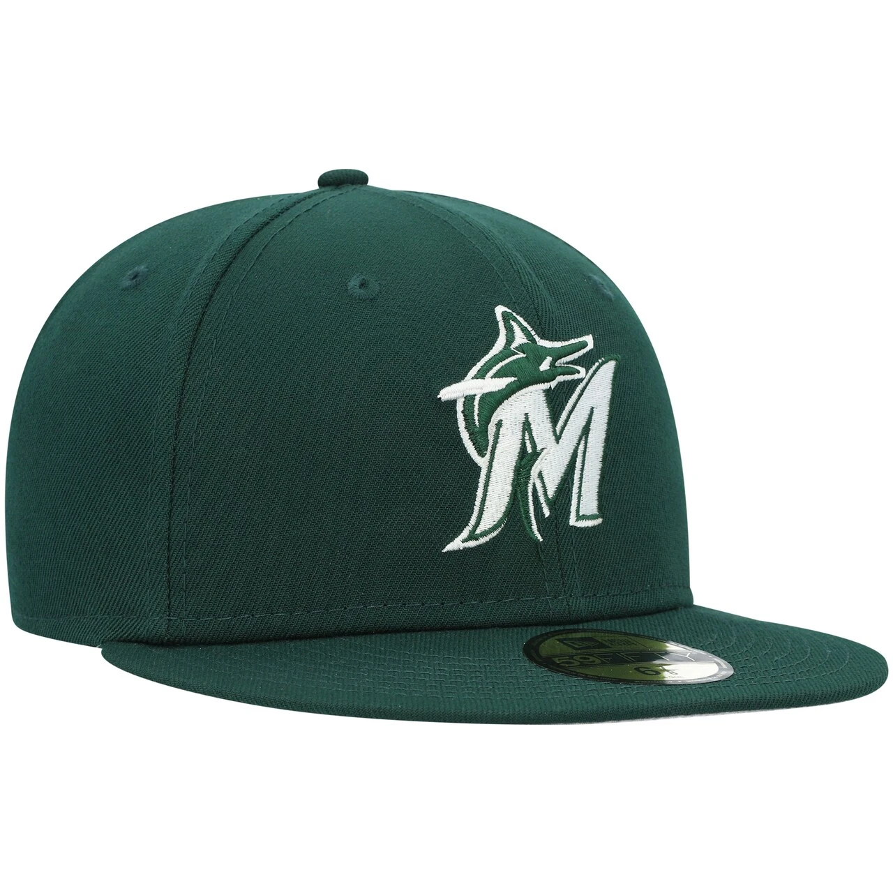 Men's Miami Marlins New Era Green White Logo 59FIFTY Fitted Hat - Image 3