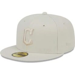 Men's Cleveland Guardians New Era Khaki Tonal 59FIFTY Fitted Hat