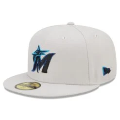Men's Miami Marlins New Era Khaki Stone Dim Undervisor 59FIFTY Fitted Hat