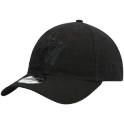 Men's Miami Marlins New Era Black On Black Core Classic 9TWENTY Adjustable Hat