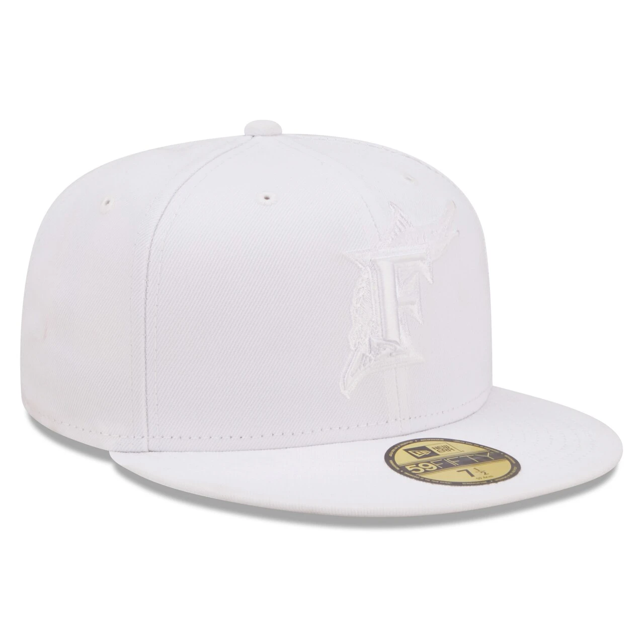 Men's Miami Marlins New Era White On White 59FIFTY Fitted Hat - Image 3