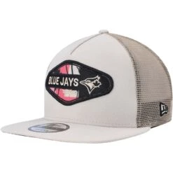 Men's Toronto Blue Jays New Era Natural Retro Beachin' Patch A-Frame Trucker 9FIFTY Snapback Hat