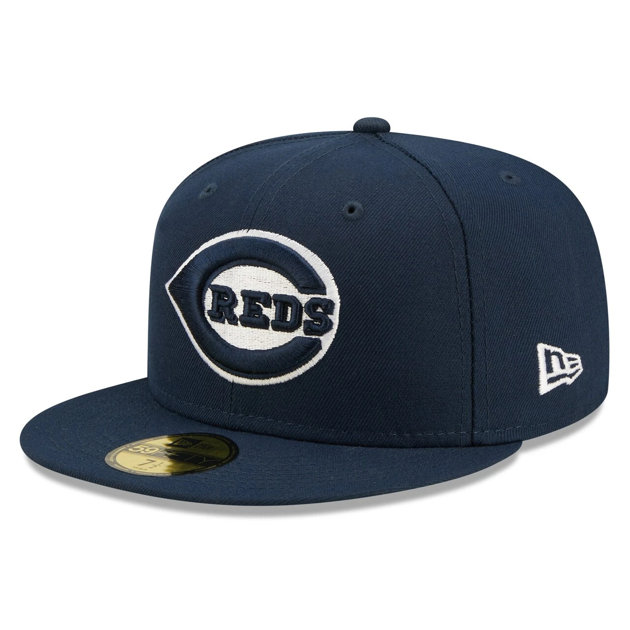 Men's Cincinnati Reds New Era Navy Cooperstown Collection Oceanside Green Undervisor 59FIFTY Fitted Hat