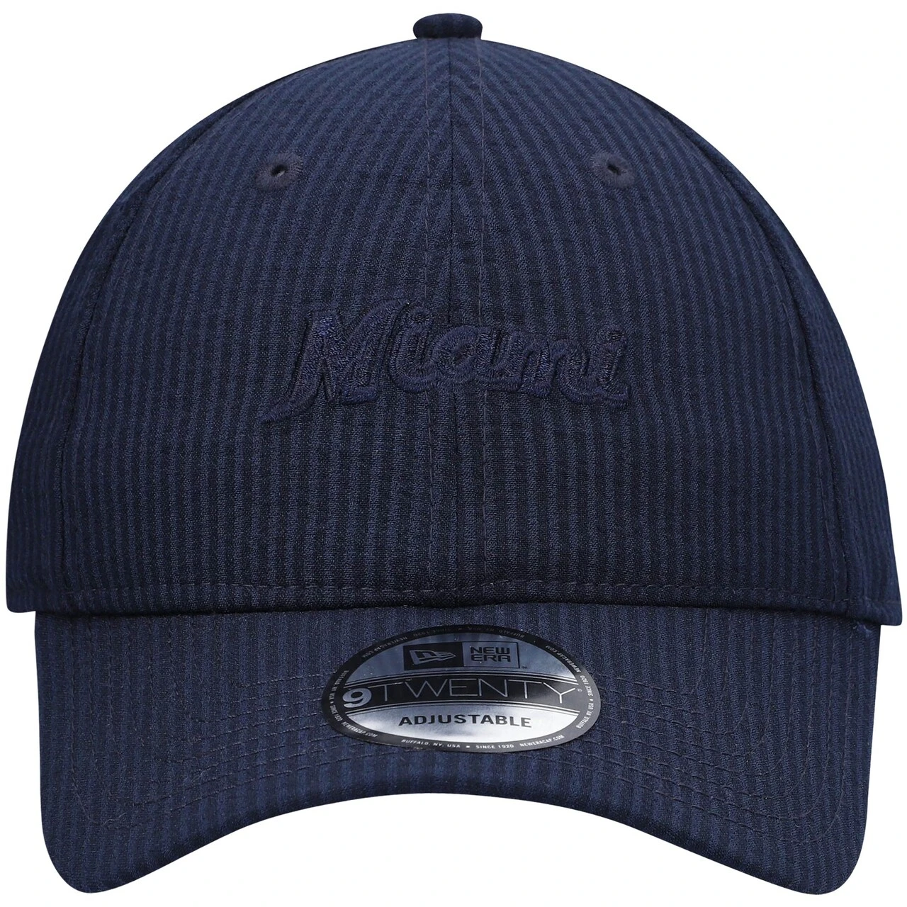 Men's Miami Marlins New Era Navy Seersucker Logo 9TWENTY Adjustable Hat - Image 2