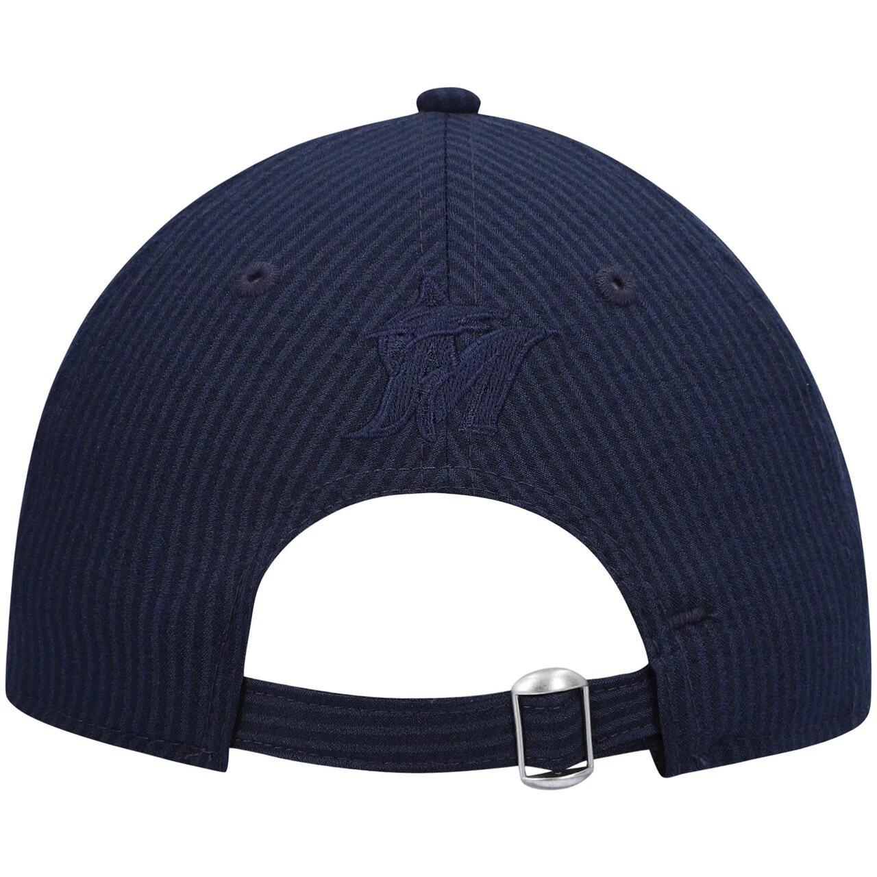 Men's Miami Marlins New Era Navy Seersucker Logo 9TWENTY Adjustable Hat - Image 4