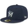 Men's Miami Marlins New Era Navy White Logo 59FIFTY Fitted Hat