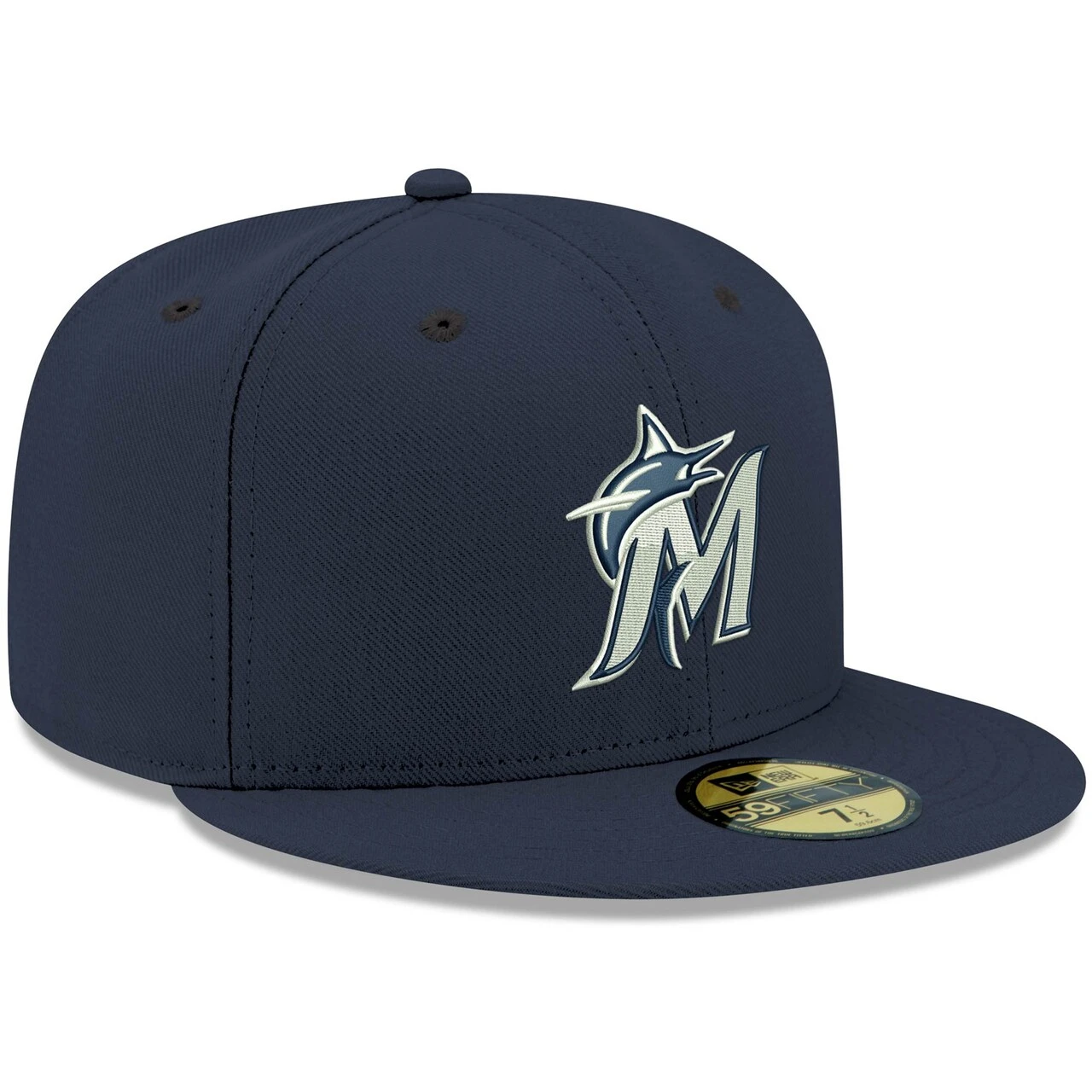 Men's Miami Marlins New Era Navy White Logo 59FIFTY Fitted Hat - Image 3