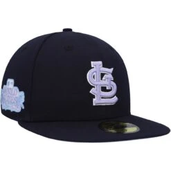 Men's St. Louis Cardinals New Era Navy 2011 World Series Lavender Undervisor 59FIFTY Fitted Hat