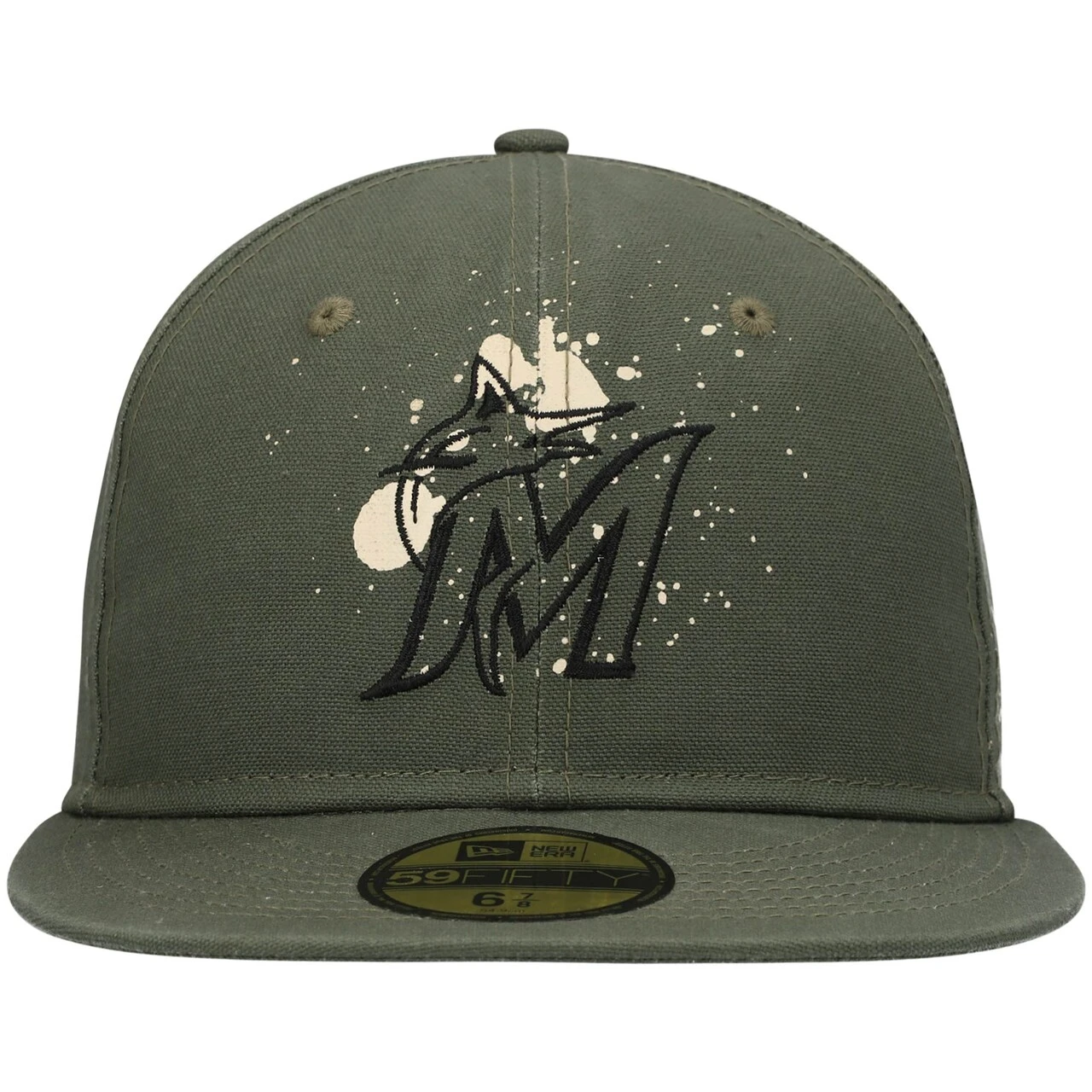 Men's Miami Marlins New Era Olive Splatter 59FIFTY Fitted Hat - Image 2
