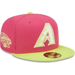 Men's Arizona Diamondbacks New Era Pink 2001 World Series Champions Beetroot Cyber 59FIFTY Fitted Hat