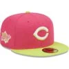 Men's Cincinnati Reds New Era Pink 1990 World Series Champions Beetroot Cyber 59FIFTY Fitted Hat