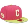 Men's Cleveland Guardians New Era Pink Primary Logo Beetroot Cyber 59FIFTY Fitted Hat