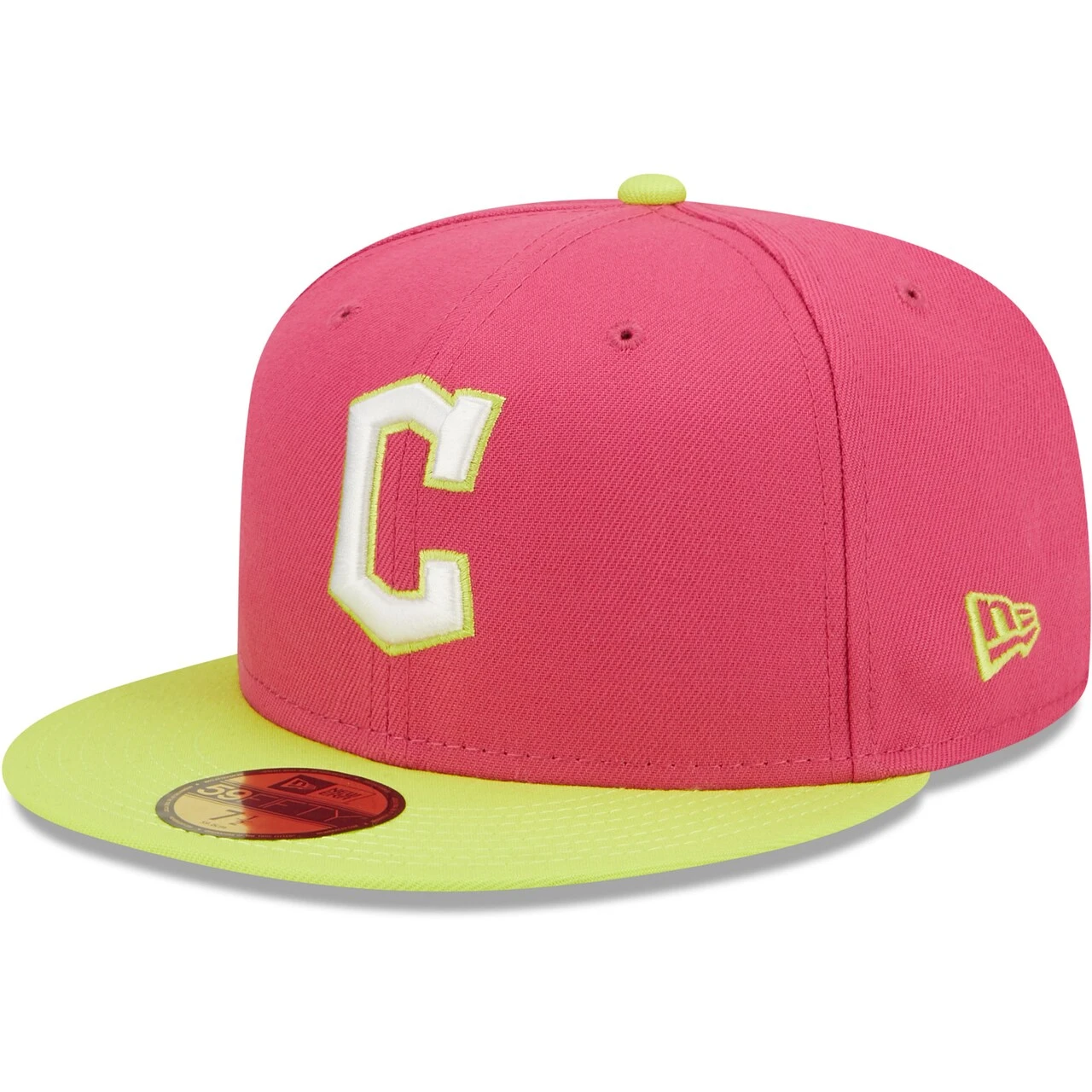 Men's Cleveland Guardians New Era Pink Primary Logo Beetroot Cyber 59FIFTY Fitted Hat - Image 3