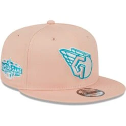 Men's Cleveland Guardians New Era Pink Sky Aqua Undervisor 9FIFTY Snapback Hat