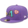 Men's Arizona Diamondbacks New Era Purple Chain Stitch Heart 59FIFTY Fitted Hat