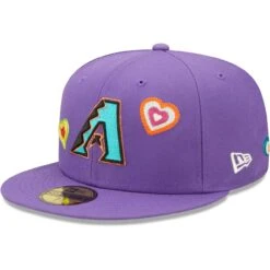 Men's Arizona Diamondbacks New Era Purple Chain Stitch Heart 59FIFTY Fitted Hat