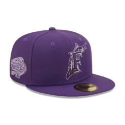 Men's Florida Marlins New Era Purple 2003 World Series Lavender Undervisor 59FIFTY Fitted Hat