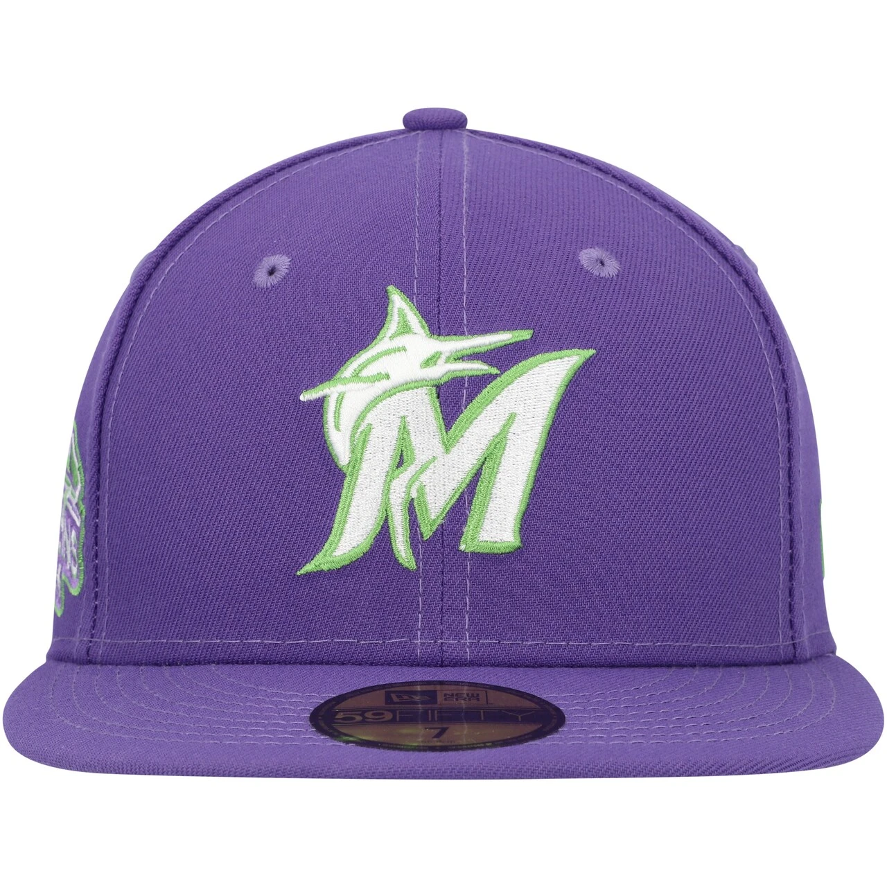 Men's Miami Marlins New Era Purple Lime Side Patch 59FIFTY Fitted Hat - Image 2