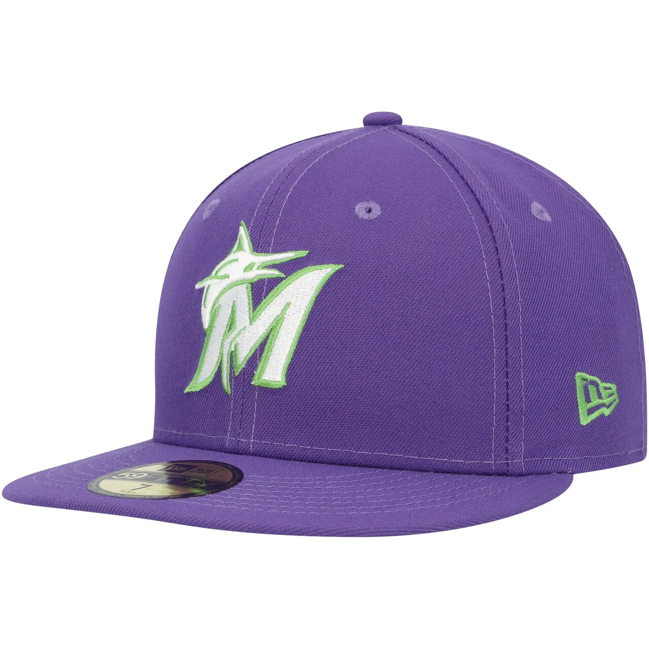 Men's Miami Marlins New Era Purple Lime Side Patch 59FIFTY Fitted Hat - Image 3