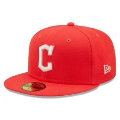 Men's Cleveland Guardians New Era Red Lava Highlighter Logo 59FIFTY Fitted Hat