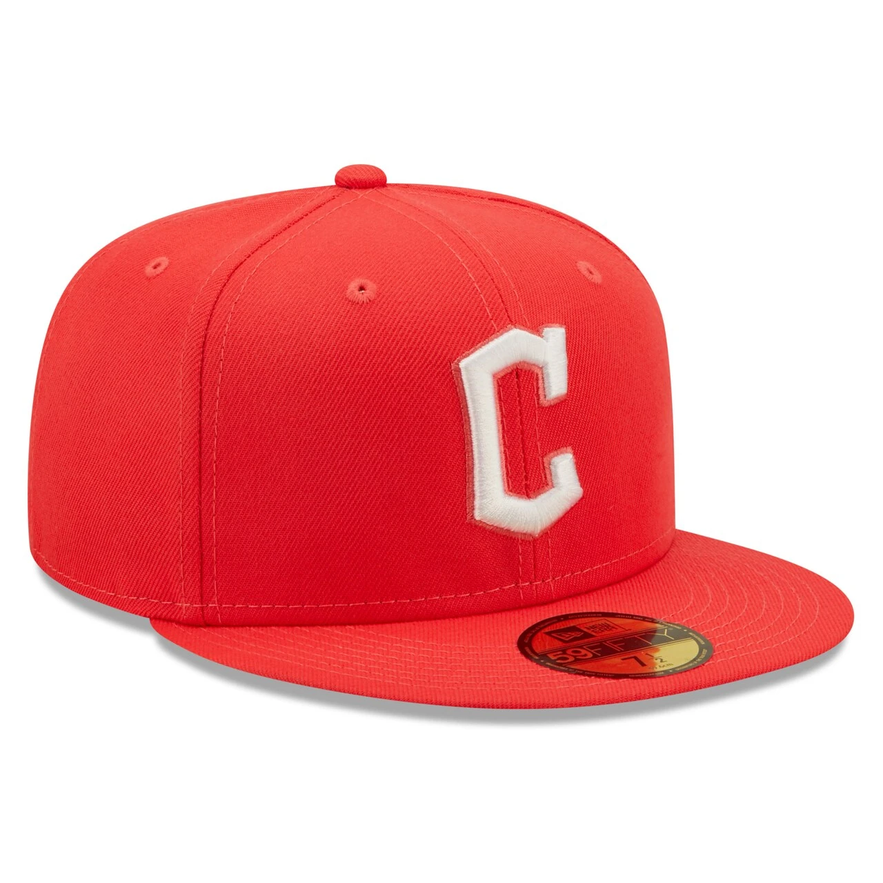 Men's Cleveland Guardians New Era Red Lava Highlighter Logo 59FIFTY Fitted Hat - Image 3