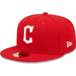 Men's Cleveland Guardians New Era Red White Logo 59FIFTY Fitted Hat