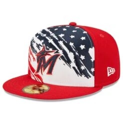 Men's Miami Marlins New Era Red 2022 4th Of July On-Field 59FIFTY Fitted Hat