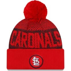 Men's St. Louis Cardinals New Era Red Authentic Collection Sport Cuffed Knit Hat With Pom