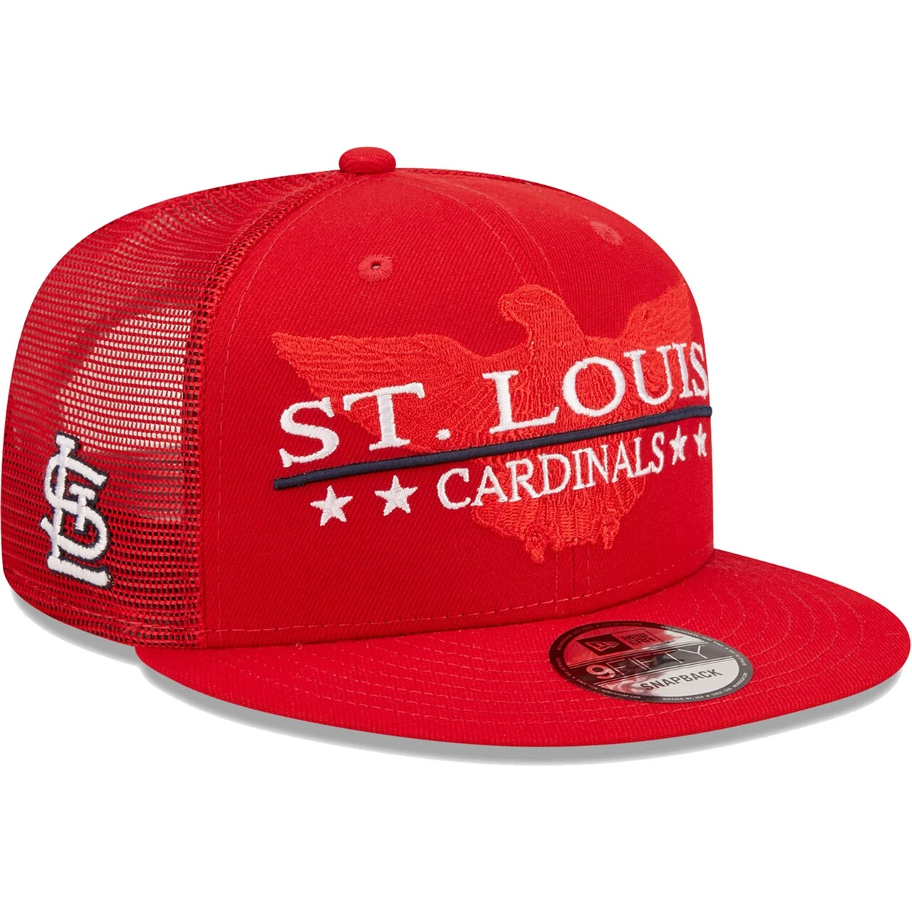 Men's St. Louis Cardinals New Era Red Patriot Trucker 9FIFTY Snapback Hat