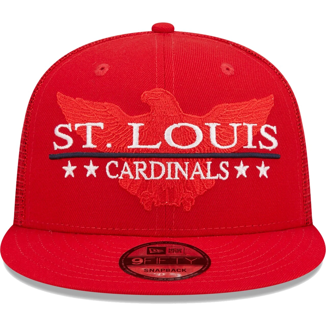 Men's St. Louis Cardinals New Era Red Patriot Trucker 9FIFTY Snapback Hat - Image 2
