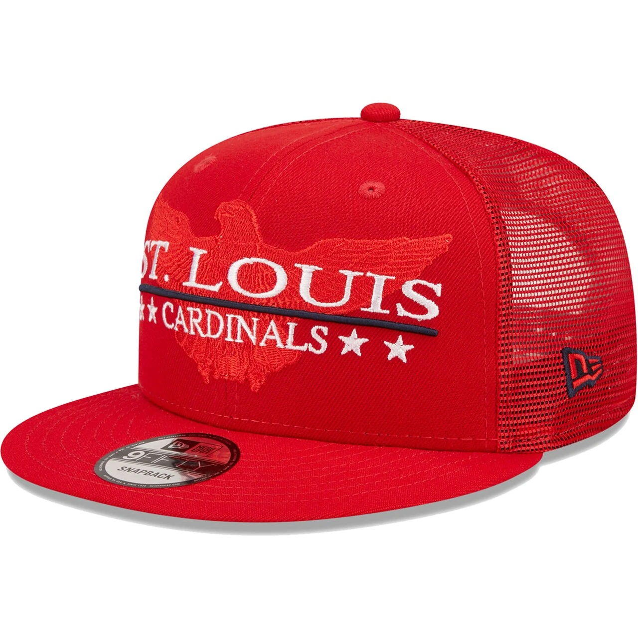 Men's St. Louis Cardinals New Era Red Patriot Trucker 9FIFTY Snapback Hat - Image 3