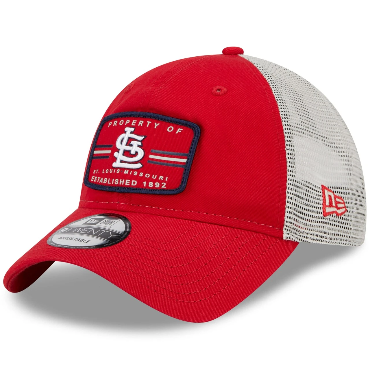 Men's St. Louis Cardinals New Era Red Property Trucker 9TWENTY Snapback Hat