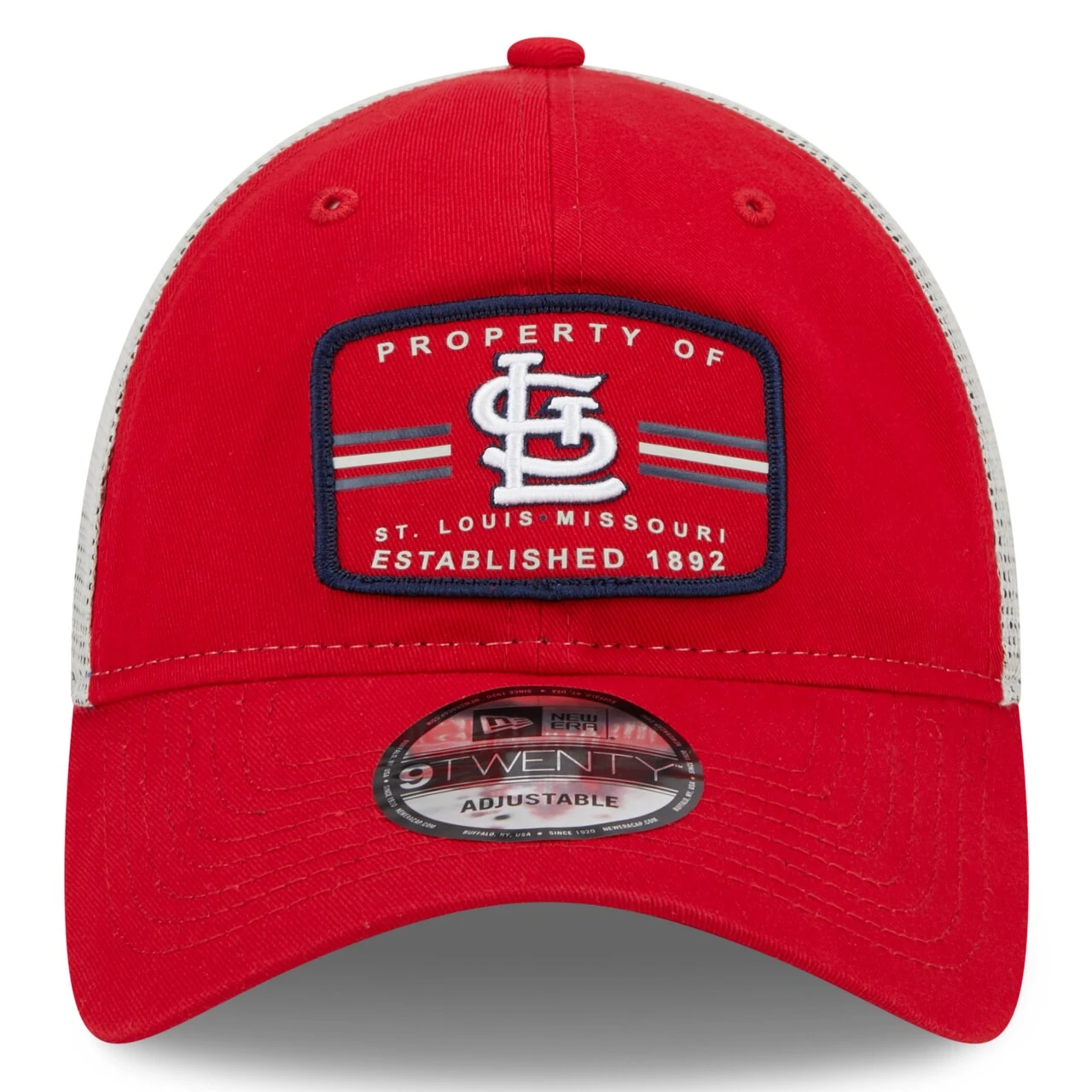 Men's St. Louis Cardinals New Era Red Property Trucker 9TWENTY Snapback Hat - Image 2