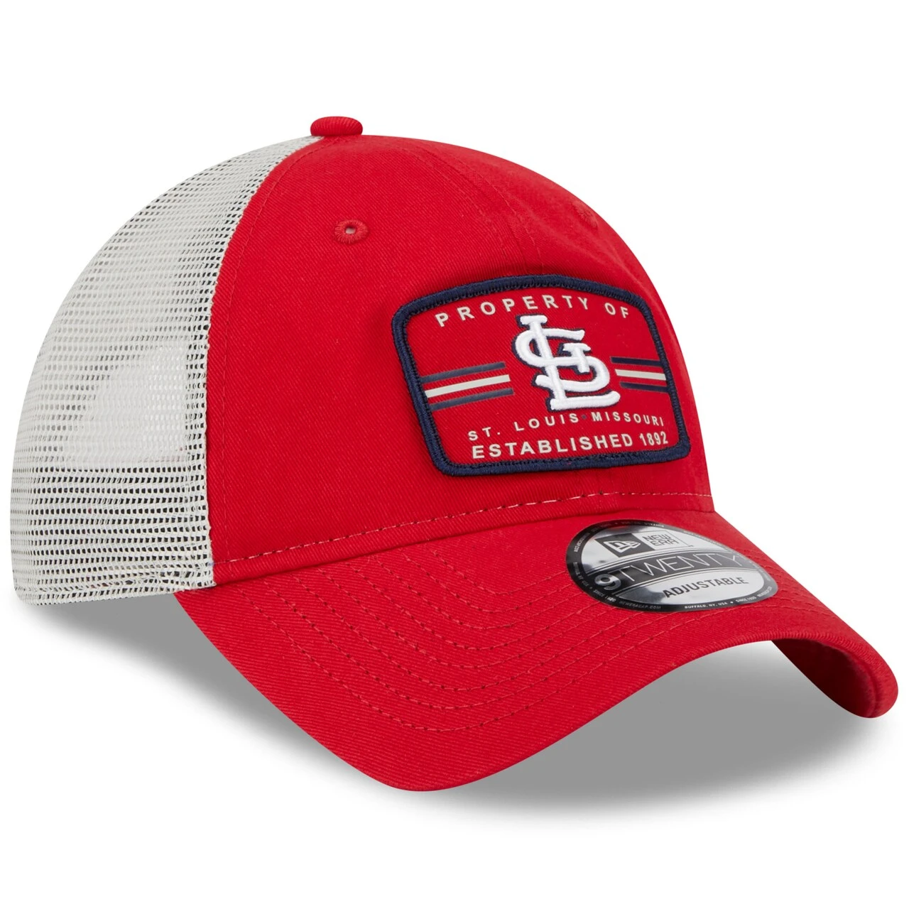 Men's St. Louis Cardinals New Era Red Property Trucker 9TWENTY Snapback Hat - Image 3