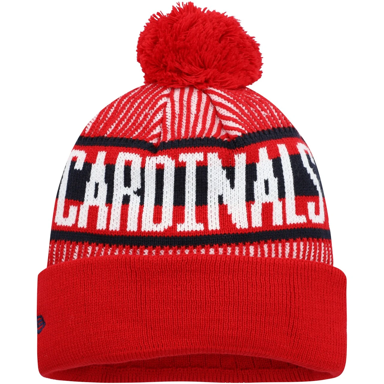 Men's St. Louis Cardinals New Era Red Striped Cuffed Knit Hat With Pom - Image 2