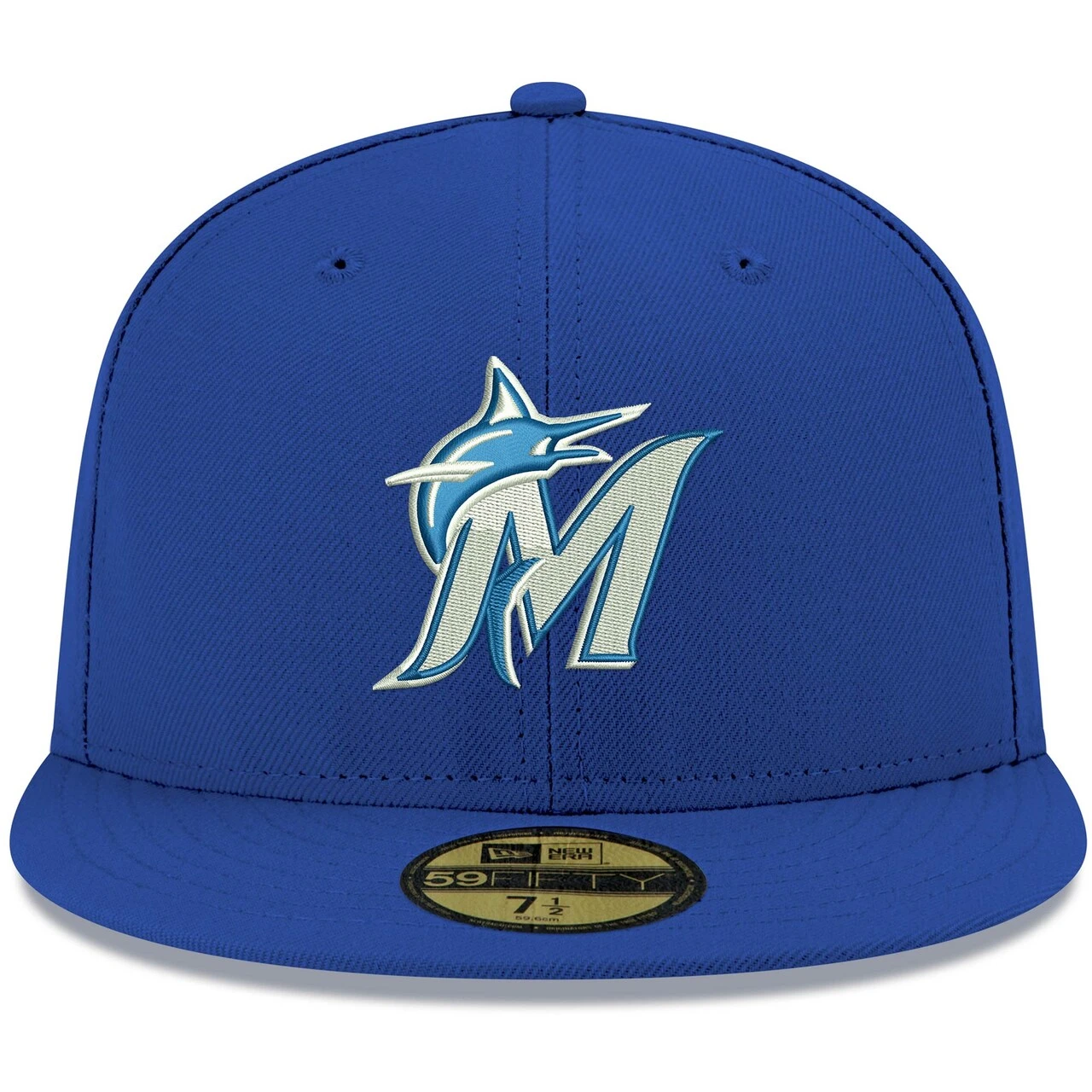 Men's Miami Marlins New Era Royal White Logo 59FIFTY Fitted Hat - Image 2