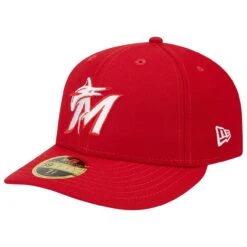 Men's Miami Marlins New Era Scarlet Low Profile 59FIFTY Fitted Hat