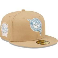 Men's Florida Marlins New Era Tan Inaugural Season Sky Blue Undervisor 59FIFTY Fitted Hat