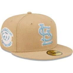 Men's St. Louis Cardinals New Era Tan 30th Season At Busch Stadium Sky Blue Undervisor 59FIFTY Fitted Hat